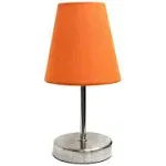 Simple Designs 10.5 in. Sand Nickel Mini Basic Table Lamp with Orange Fabric Shade LT2013-ORG