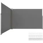 VEVOR Retractable Side Awning, 79''x 236'' Outdoor Privacy Screen, 180g Polyester Water-Proof Retractable Patio Screen, UV 30+ Room Divider Wind Screen for Patio, Backyard, Balcony, Gray