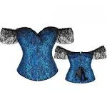 Women&#039;s Bustier Shapewear Lace Short Sleeves Corset Tops Classic Up Ladies Crop