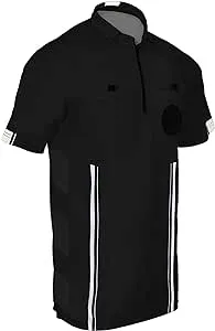 1 Stop Soccer Official Referee Soccer Jersey (Black, Adult Medium)