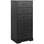 Prepac Dresser for Bedroom, Chest 6 Drawers, 18.5" D x 23.75" W x 51.5" H, Rustic Black