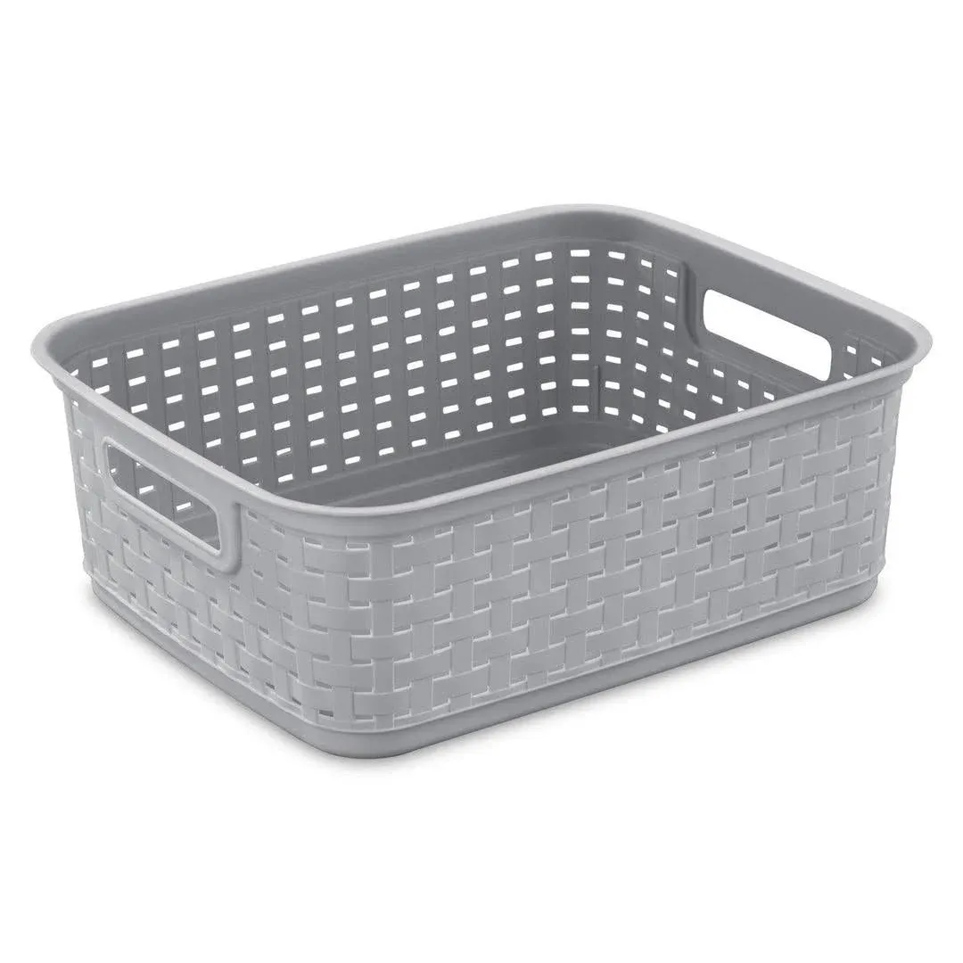 Sterilite Short Weave Grey Cement Basket