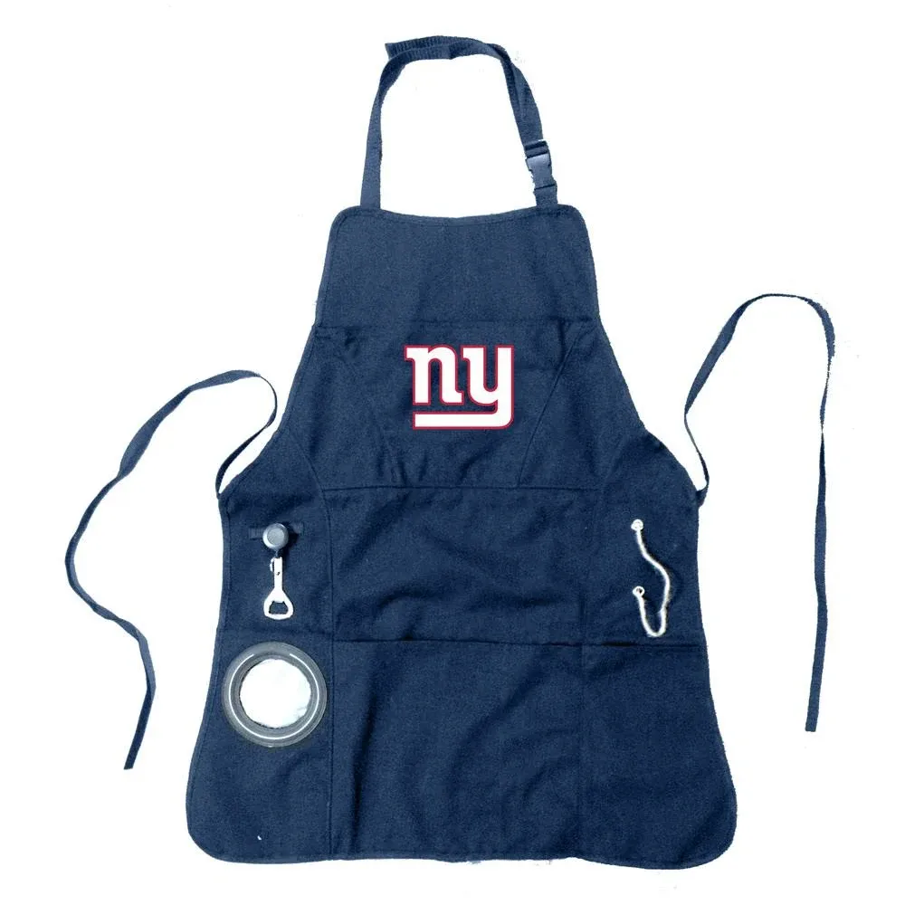 Team Sports America NFL New York Giants Ultimate Grilling Apron | Bottle Opener and Insulated Beverage Holder | Heavy Duty Durable Cotton Canvas 300 GSM | Machine Washable | Adjustable Straps