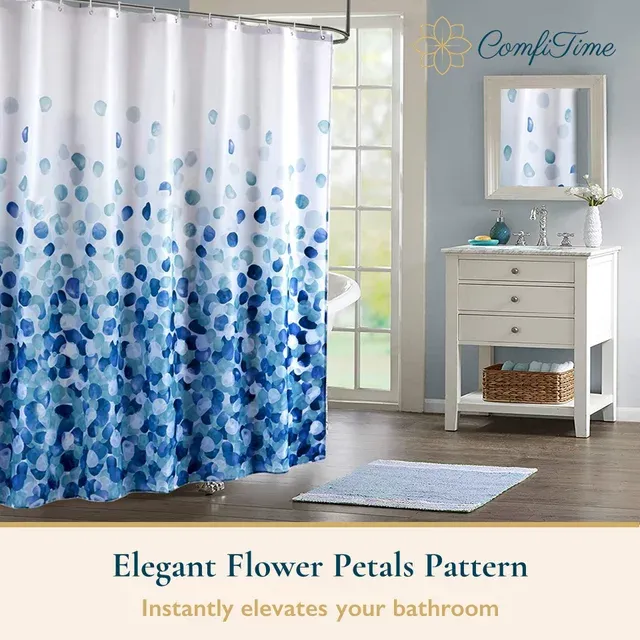 Comfitime Heavy Duty Mildew-Resistant Fabric Shower Curtain