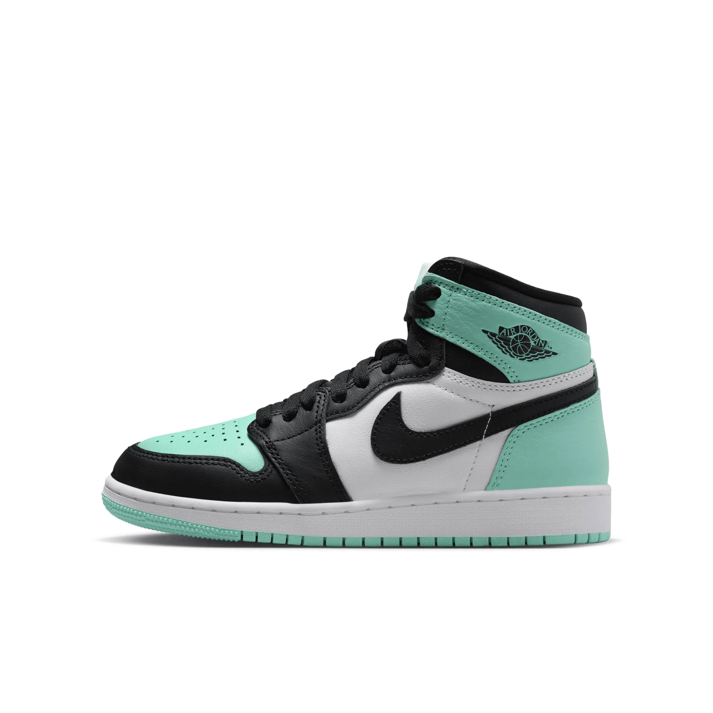 Air Jordan 1 High OG Green Glow Grade School Lifestyle Shoes (White/Black/Green Glow)