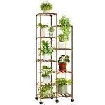 Bamworld Plant Stand Indoor Tall Plant Shelf Outdoor Corner Plants Table Wood Flower Stand for Living Room Balcony and Garden (9 pots)