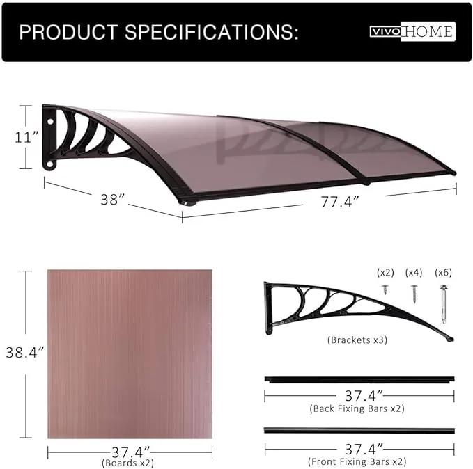 Polycarbonate Window Door Awning Canopy