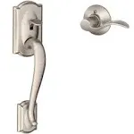 Schlage FE285 Cam ACC LH 619 Camelot Front Entry Handle Accent Left-Handed Interior Lever, Satin Nickel