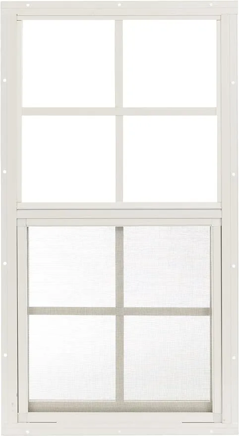 Shed Window 14" W x 27" H, Flush Mount White for Sheds, Playhouses, and Chicken Coops 1 PK (w1427w-bx1)