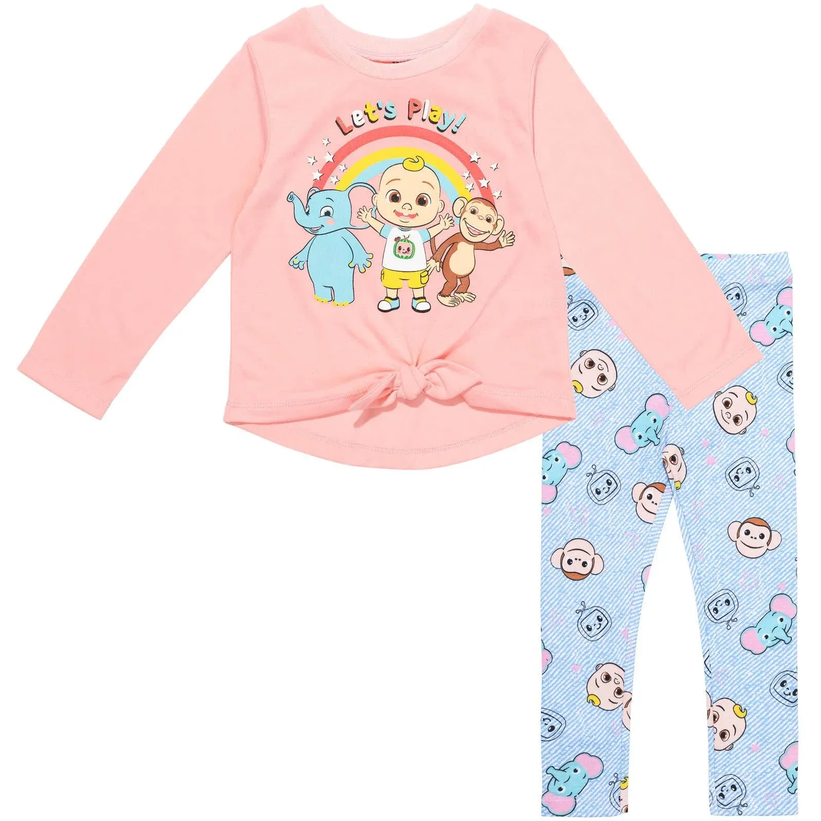 Cocomelon JJ Toddler Girls Pullover Long Sleeve Graphic T-Shirt & Leggings Pink / Blue 4T