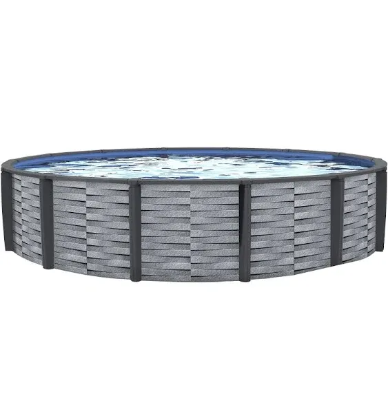 Blue Wave affinity 18-ft Round 52-in Deep 7-in Top Rail Resin Swimming Pool Package