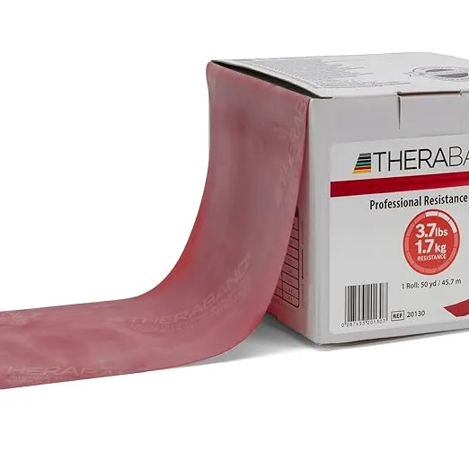 THERABAND Resistance Bands, 50 Yard Roll Professional Latex Elastic Band For Upper & Lower Body & Core Exercise, Physical Therapy, Pilates, At-Home Workouts, & Rehab, Red, Medium, Level 3