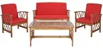 Safavieh Fontana 4 PC Outdoor Set, Natural / Red