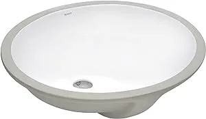 Ruvati 18 x 15 inch Undermount Bathroom Sink White Oval Porcelain Ceramic with Overflow - RVB0618