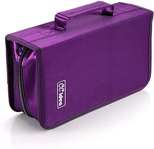 CCidea CD Case DVD Storage Holder, 128 Capacity DVD Cases Organizer CD Plastic Protective Carrying Binder,Portable Cd Wallet for Home Travel (Purple)