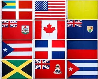 Boat Flags, Set of 12 Courtesy & Quarantine Flags for US, Canada, Bermuda, Bahamas and Greater Antilles, Boat Flags Marine 12x18 Inches, UV Fade-Resistant.