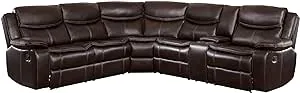 Homelegance 118" Manual Reclining Sectional Sofa, Brown