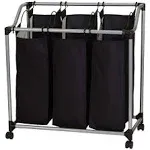 Household Essentials Rolling Triple Laundry Sorter - Black