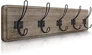 Hbcy Creations Wall Mounted 24" Entryway with 5 Rustic Hooks, 1-Weathered (Refurbished, No Retail Box)