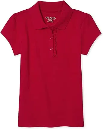 The Children's Place Girls' Short Sleeve Ruffle Pique Polo