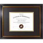 Golden State Art, 11x14 Document Frame for 7x9 Photos Diploma/Certificate, Wall Hang Frame, Black Gold & Burgundy Color, Includes Black Over Gold Double Mat and Real Glass (1-Pack)