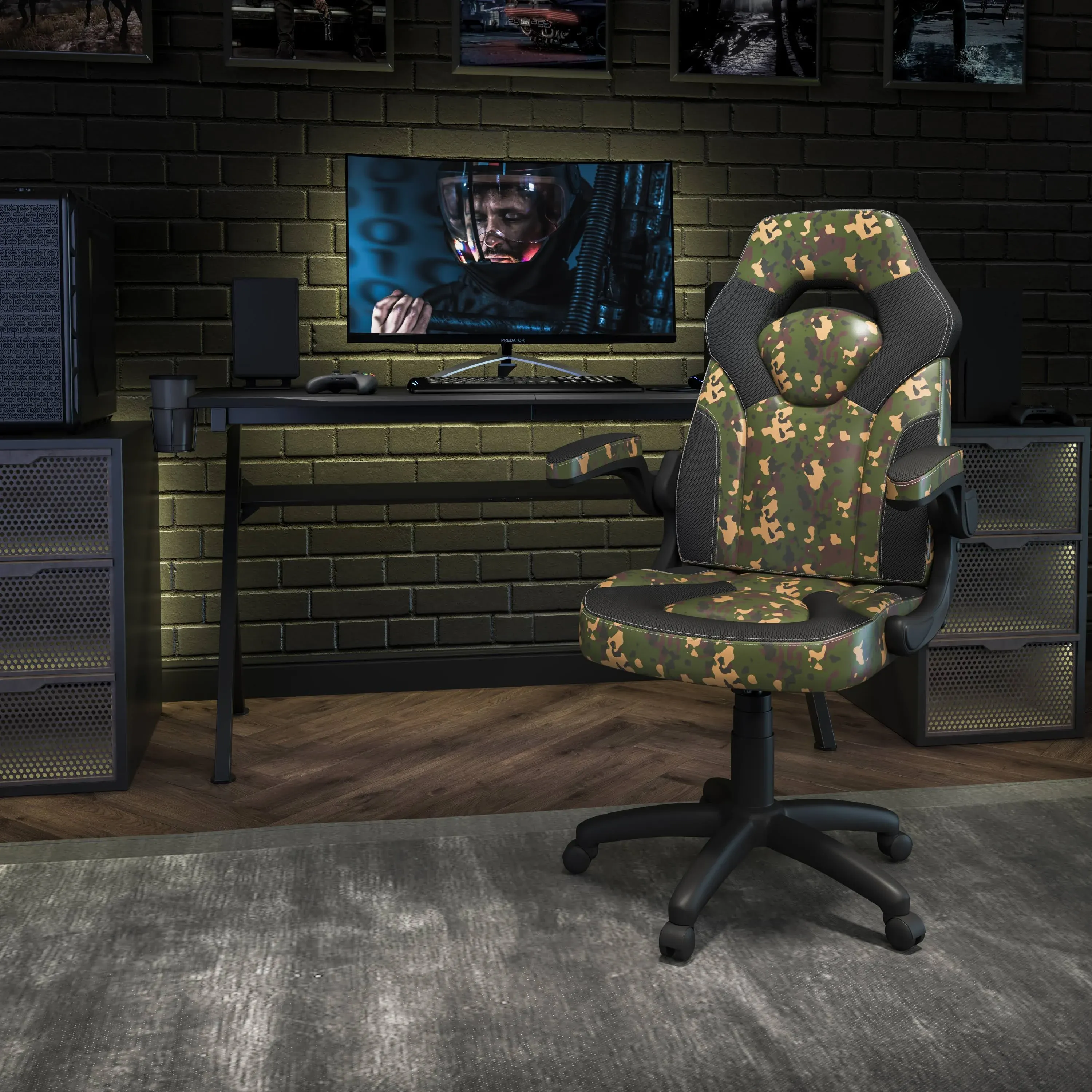 Flash Furniture X10 Ergonomic Swivel Racing Gaming Chair Camouflage