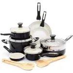 GreenPan Rio Ceramic Nonstick 16-Piece Cookware Set - Black