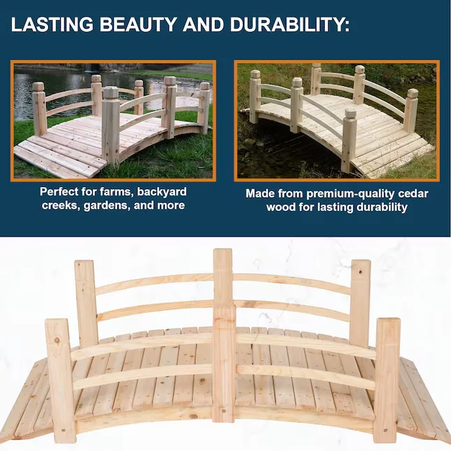 Shine Company 4 ft. Cedar Garden Bridge - Natural