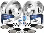 Detroit Axle BK91007008 Front & Rear Rotors Brake Pads for Grand Cherokee Commander