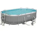 Bestway Power Steel 18' x 9' x 48" Oval Above Ground Outdoor Pool Set