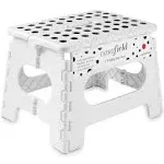 Casafield 9" Collapsible Folding Plastic Kitchen Step Foot Stool with Handle White