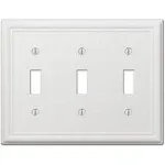 Chelsea Wall Plate, White, Steel, 3 Toggle