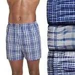 Men&#039;s Jockey 3-Pack Cotton Blend Full-Cut Woven Boxers (Blue Plaid)  2XL NIB