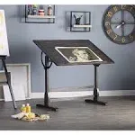 Studio Designs 13314 Vintage Wood Drafting Table with 42"x 30" Adjustable Top in Distressed Black