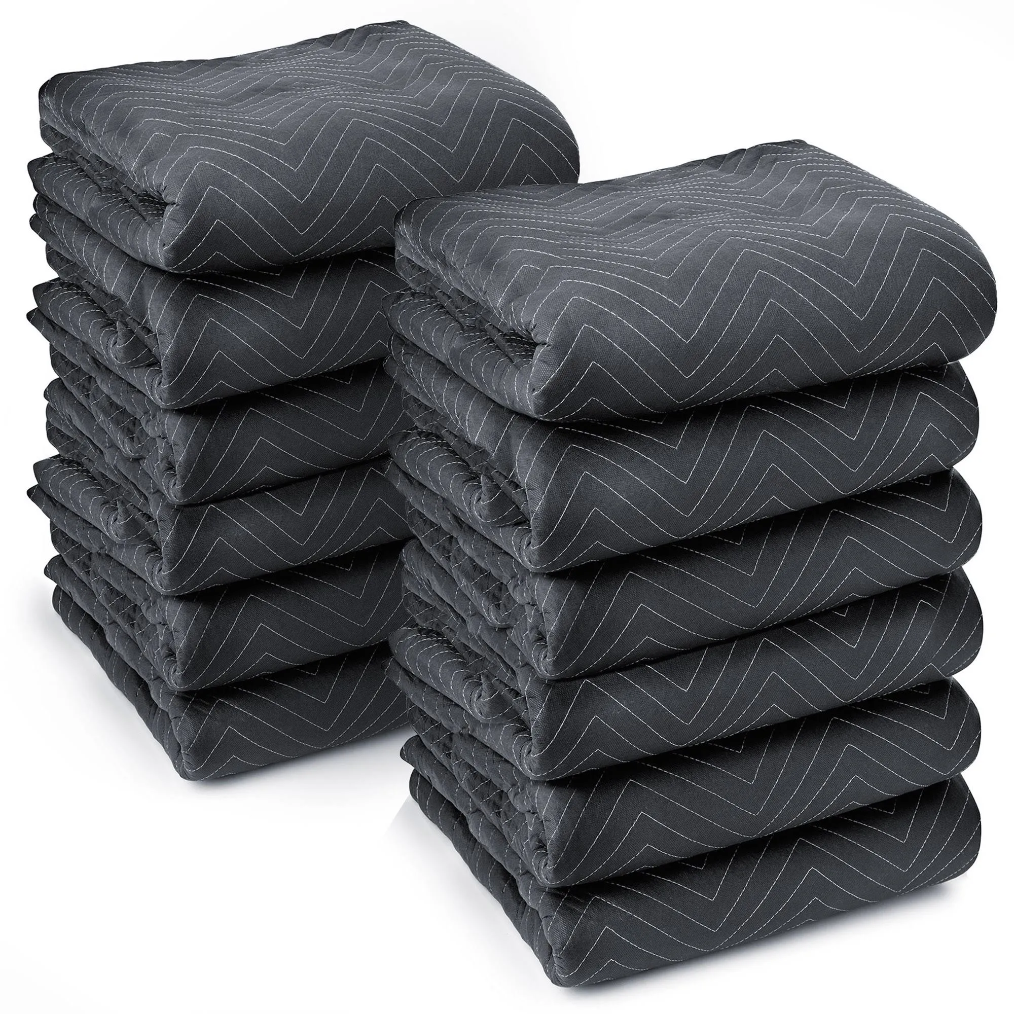 Sure-Max 12 Moving & Packing Blankets - Ultra Thick Pro - 72 inch x 40 inch - Professional Quilted Shipping Furniture Pads Black