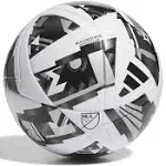 Adidas MLS League NFHS Soccer Ball, White/Black/Silver Metallic / 4