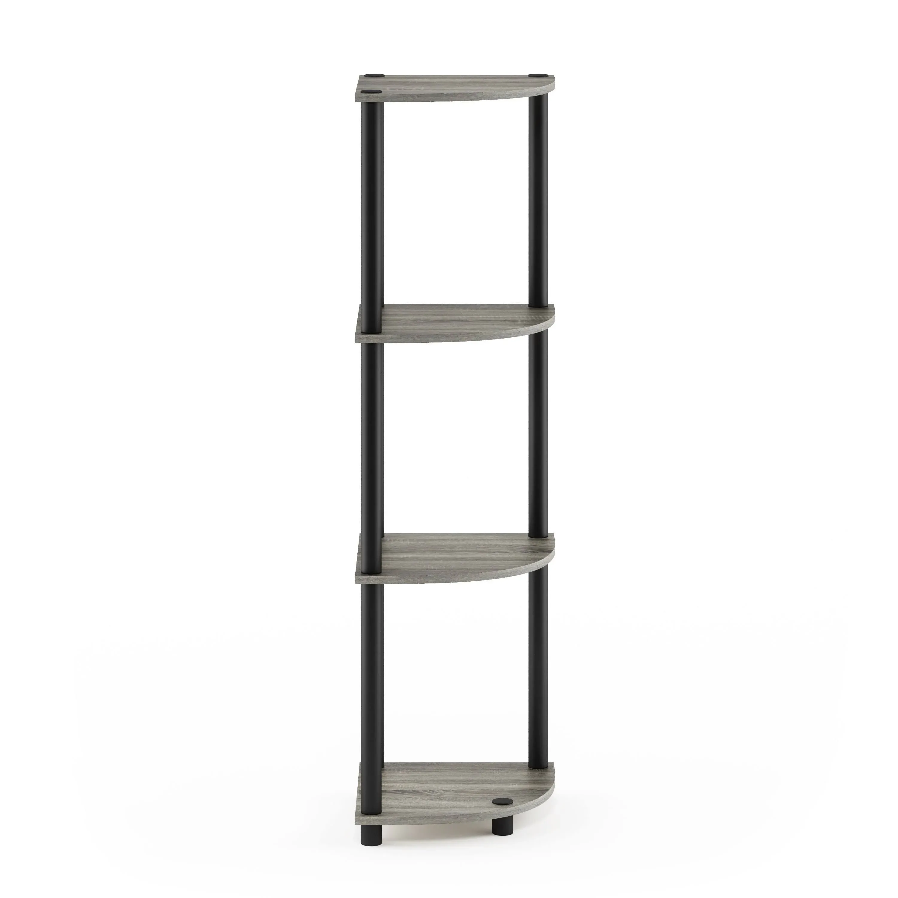 Furinno Turn-N-Tube 4-Tier Corner Display Rack Multipurpose Shelving Unit, French Oak Grey/Black