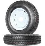 Ecustomrim 2-pk Trailer Tires Rims ST175/80D13 175/80 13 B78-13 LRC 5 Lug White Spoke Wheel