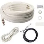 della 25 ft Mini Split Line Set, 1/4 inch & 3/8 inch O.D. Copper Pipes Tubing and 3/8 White Thickened PE Insulated Coil with Flared Nuts for Mini