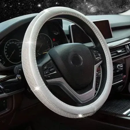 New Diamond Leather Steering Wheel Cover with Bling Bling Crystal Rhinestones ...