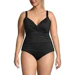 Lands' End Women's Plus Size V-Neck Wrap Underwire Tankini Swimsuit Top