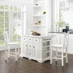 Crosley Julia Wood Top Island with X-Back Stools