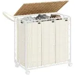 34.3-Gallon Laundry Hamper with Wheels Natural Beige and Cream White