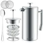 Belwares Stainless Steel French Coffee Press, With Double