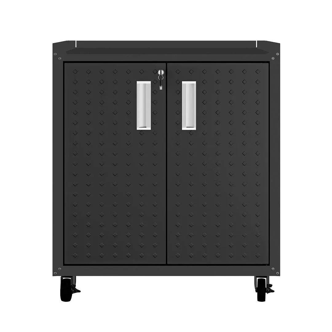 Manhattan Comfort Fortress 31.5" Mobile Garage Cabinet with Shelves in Charcoal Grey