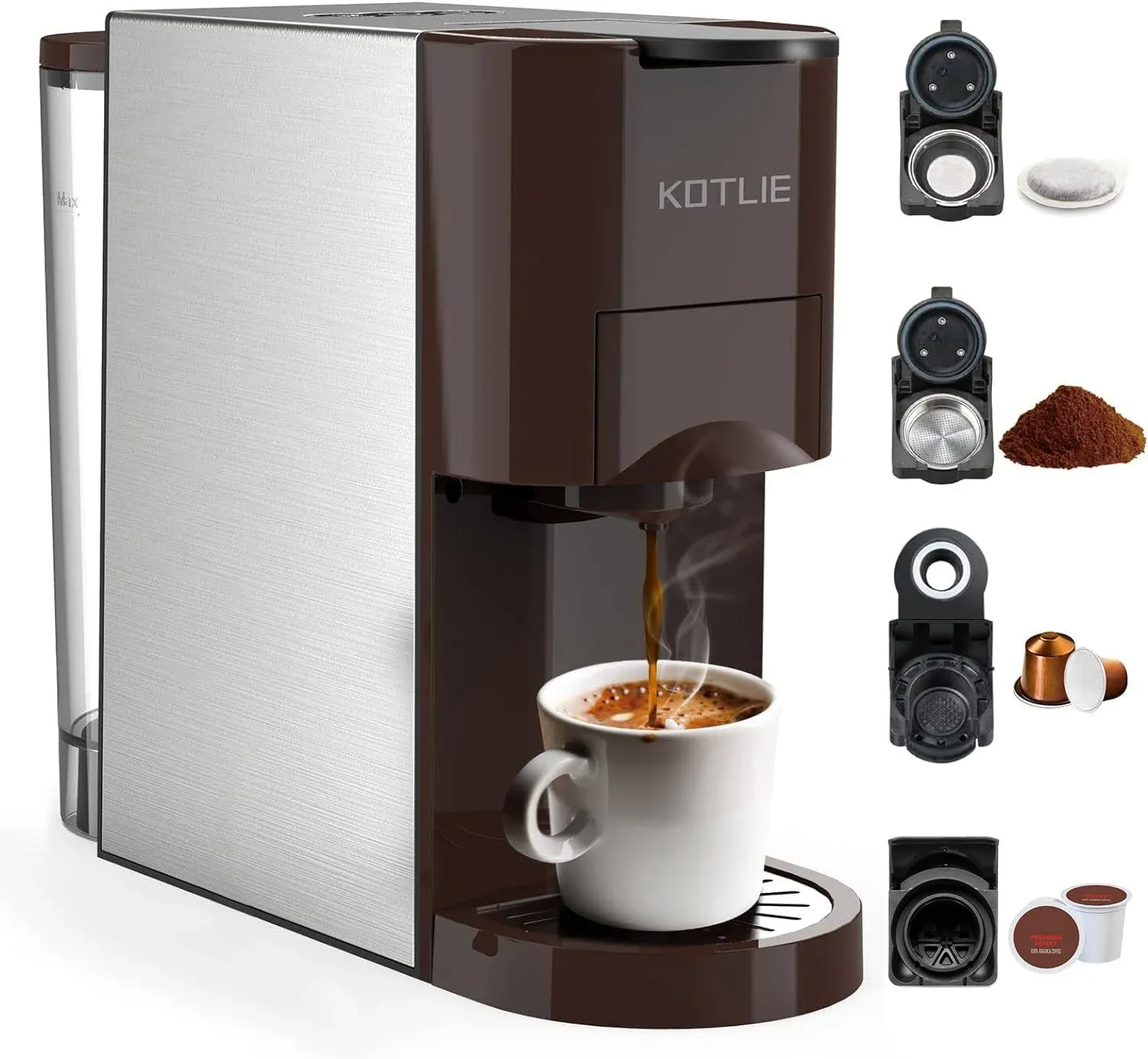 KOTLIE Espresso 4in1 Coffee Machine for Nespresso Original/K-Cup<wbr/>/L’OR/Starbuc.<wbr/>..