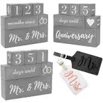 Wedding Countdown Calendar Block Mr and Mrs Luggage Tags His and Hers - 2 Ite...