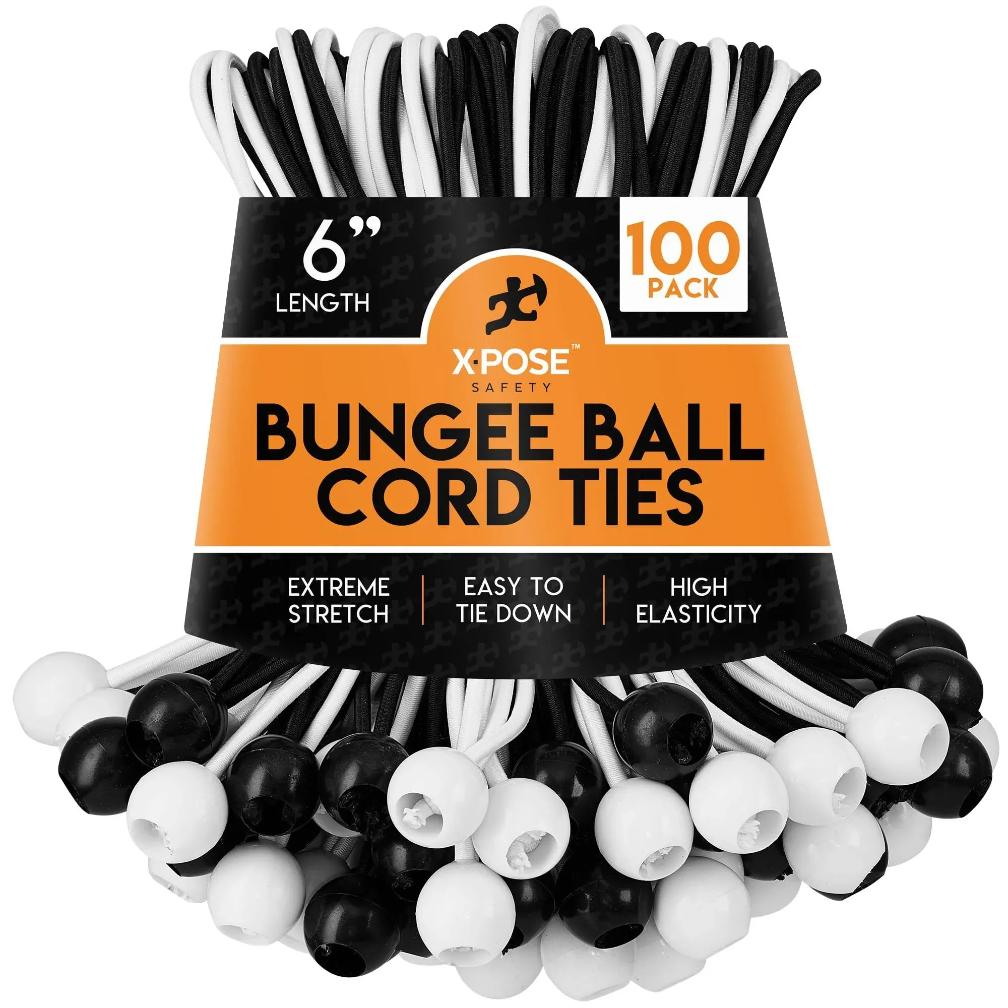 Xpose Safety 6 inch Assorted Ball Bungees (Pack of 100)