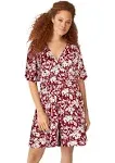 ellos Women's Plus Size Flutter Sleeve Surplice Romper - 18/20, Fresh Pomegranate Print