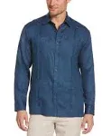 Cubavera Men's 100% Linen Big and Tall Classic Guayabera Long Sleeve Shirt in Ensign Blue, Size 3XLT